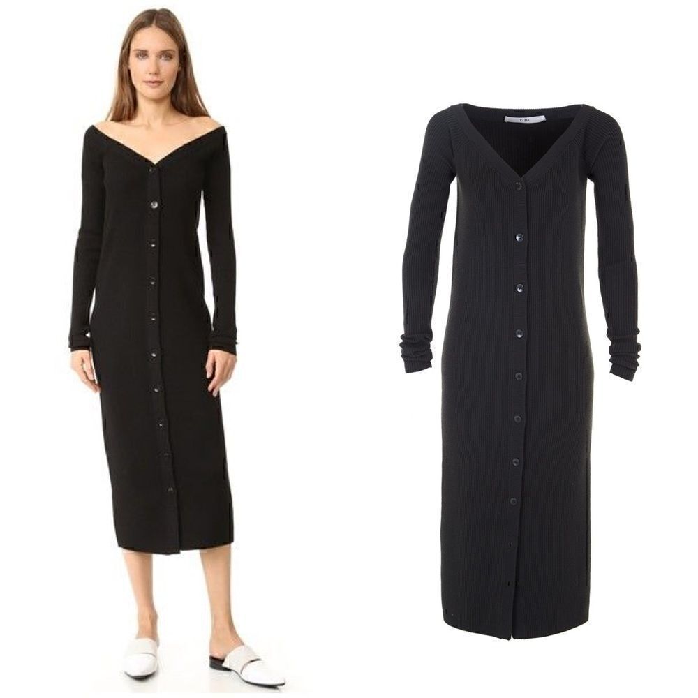 Tibi Merino wool Rib Decollete Sweater Dress